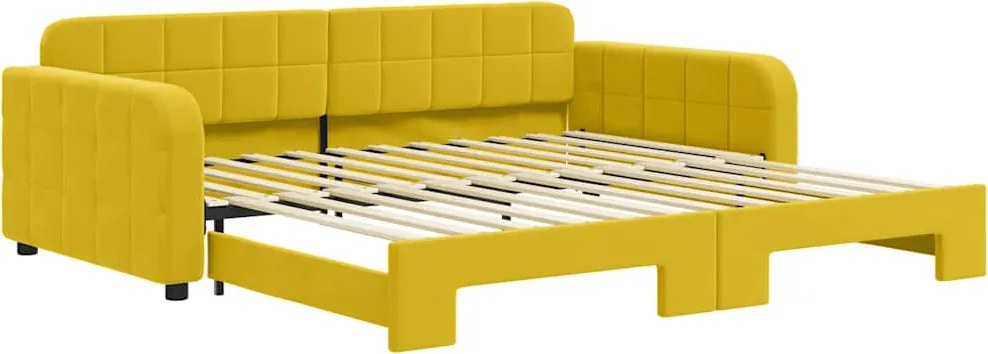 vidaXL sárga kihúzható bársonyheverő 100 x 200 cm