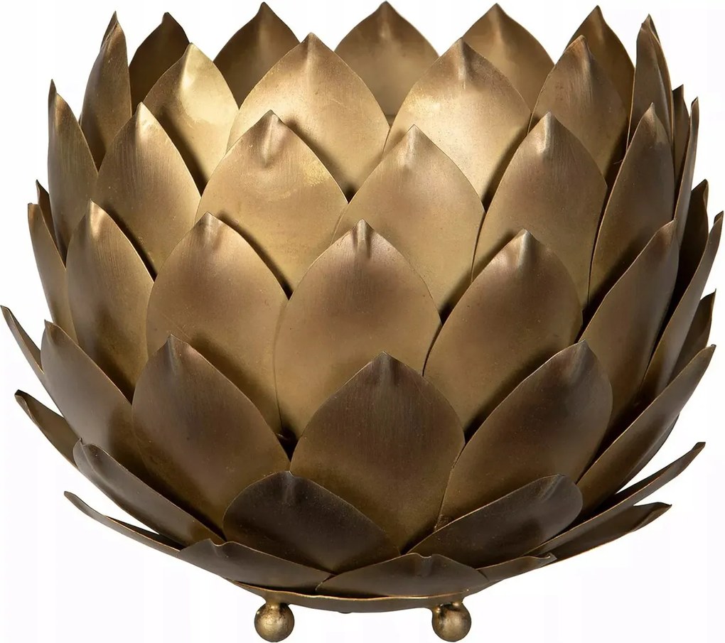 Fedél Virágcserép Arany Fém Virág Toboz Kerek Nagy 20cm loft