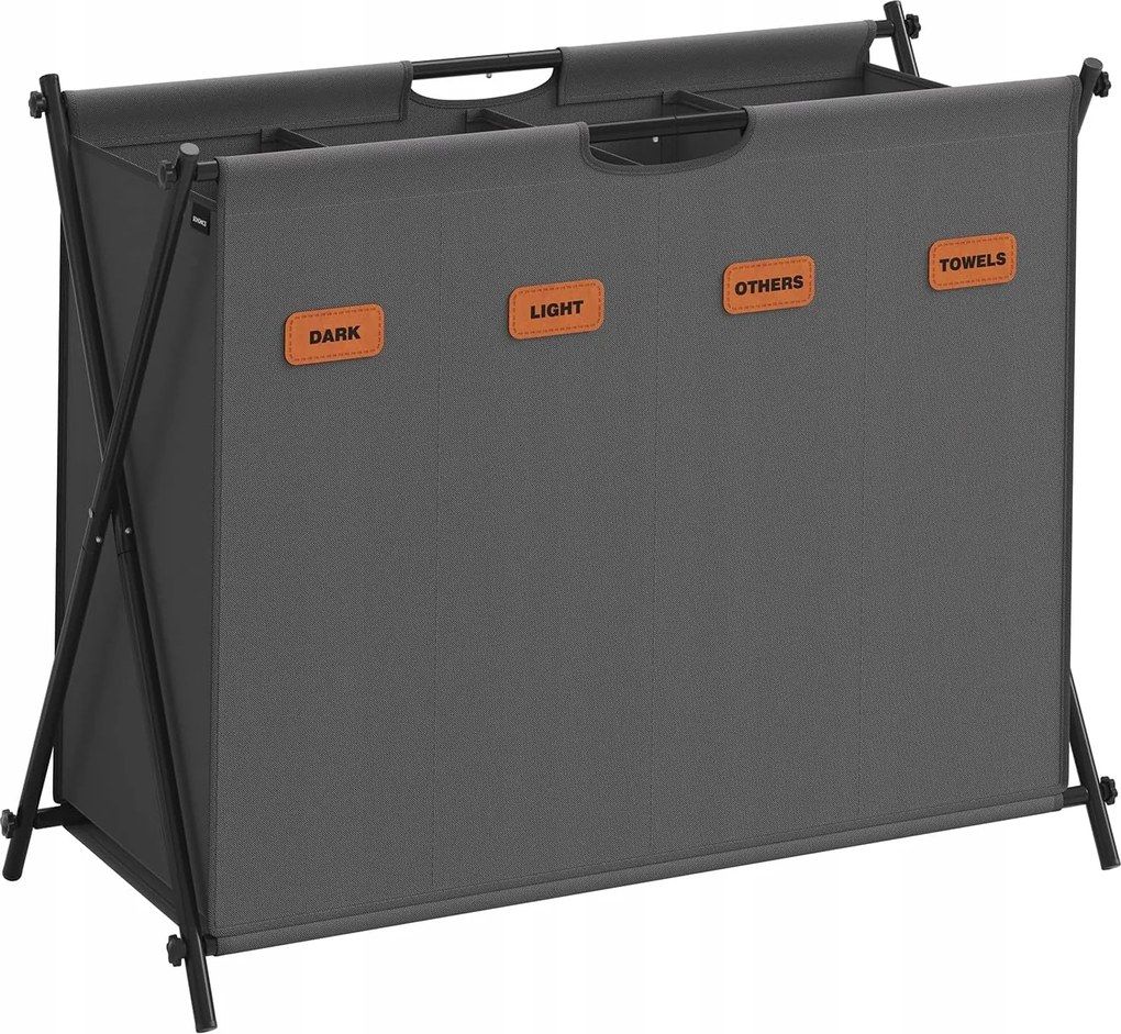 Szabadonálló szennyestartó kosár rekesszel 155l szürke