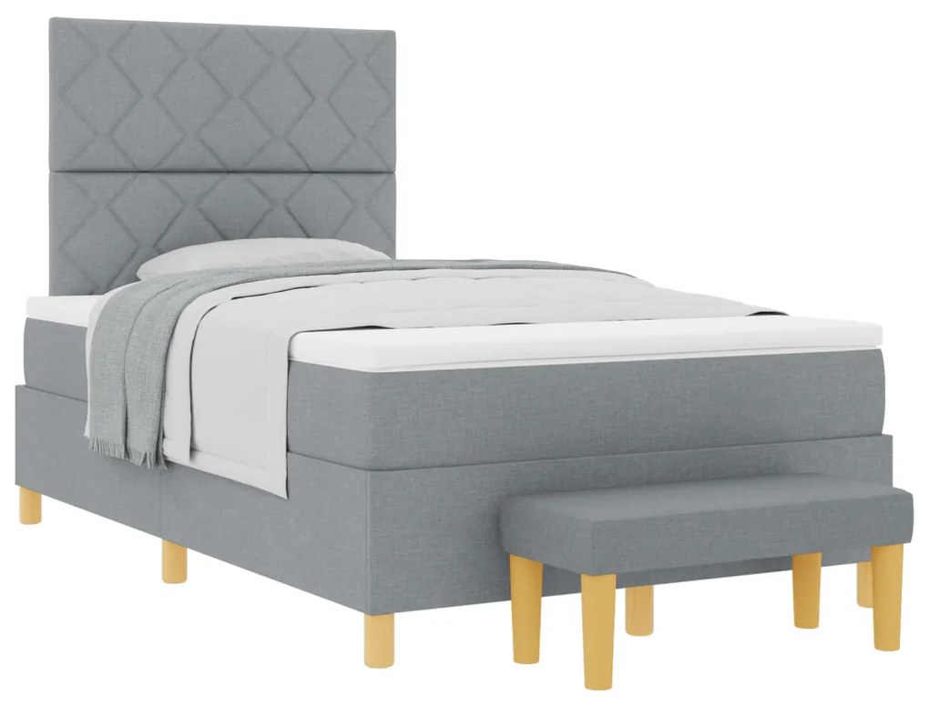 Box Spring Ágy matraccal és paddal Világosszürke 120x190 cm Szövet