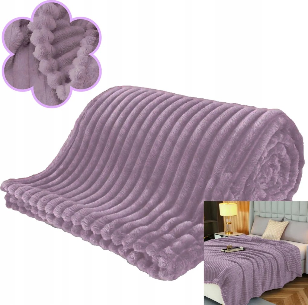 Dombornyomott takaró 200x220 cm Puha Meleg Elegáns Lila