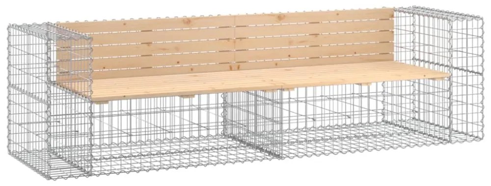 tömör fenyőfa gabion kerti pad 244x71x65,5 cm