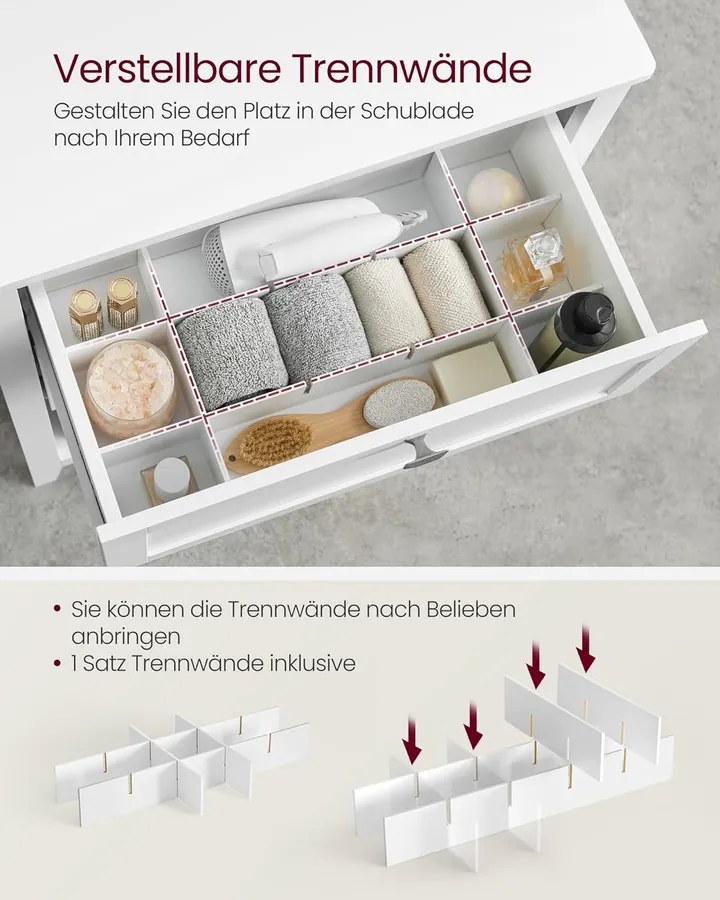 Fürdőszobai szekrény 2 fiókkal 30 × 60 × 80 cm, fehér