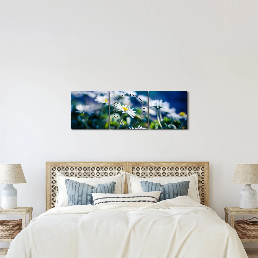 Százszorszépek képe (órával) (90x30 cm)