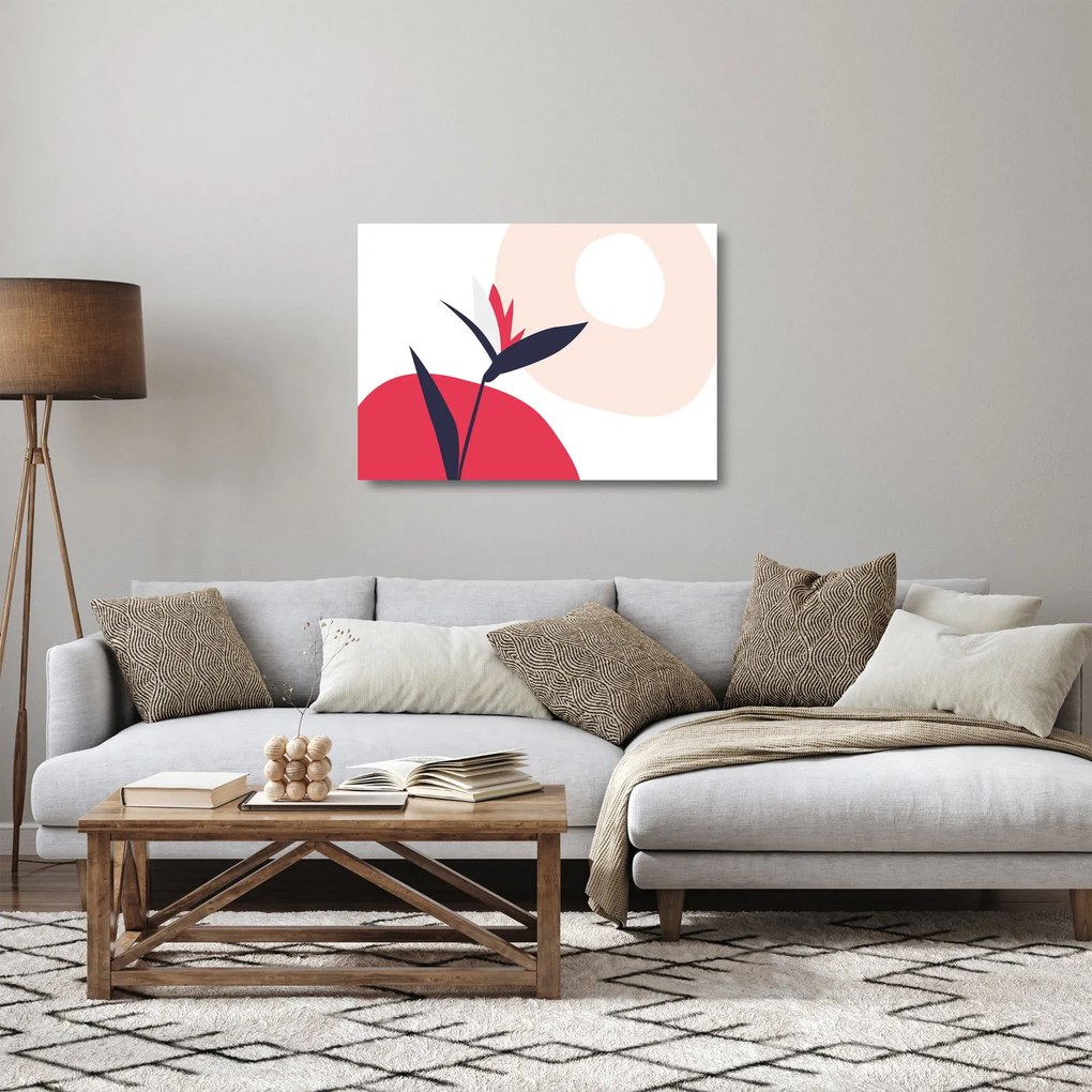 Üveg kép - Rózsaszín virágos absztrakció N⁰1 (70x50 cm)