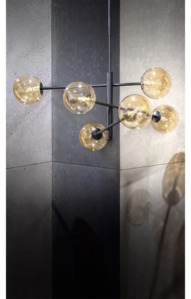 Csillár rúdon ORO 6xG9/12W/230V fekete/arany