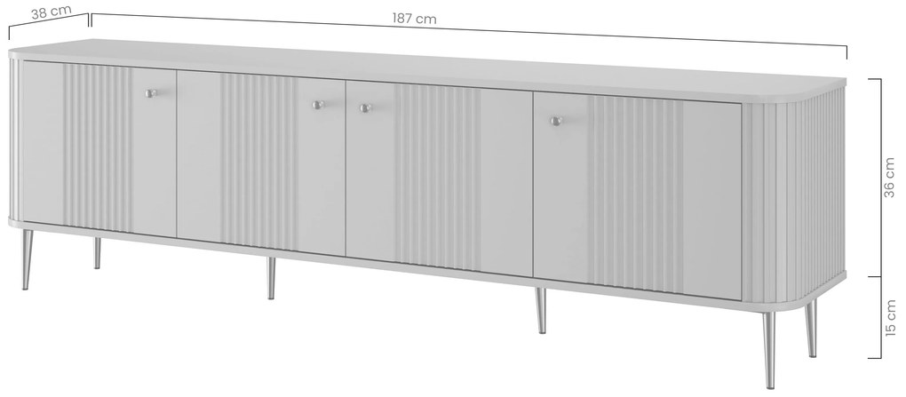 Vesper 4D TV szekrény 187 cm - kasmír / arany lábak
