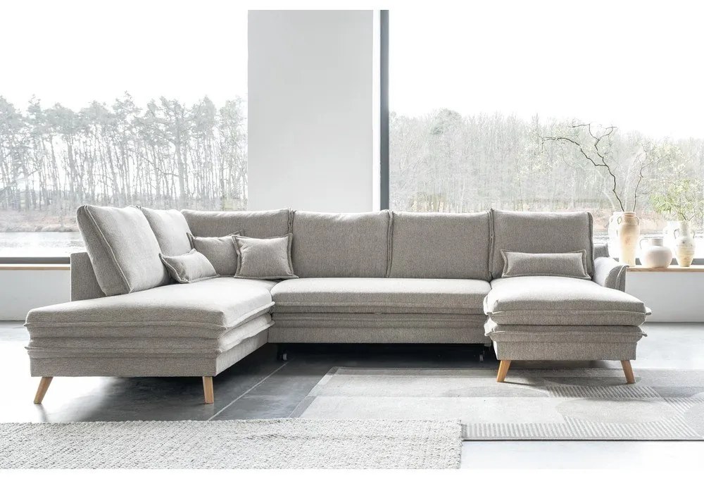 Bézs kinyitható sarokkanapé (bal oldali-U alakú) Charming Charlie – Miuform