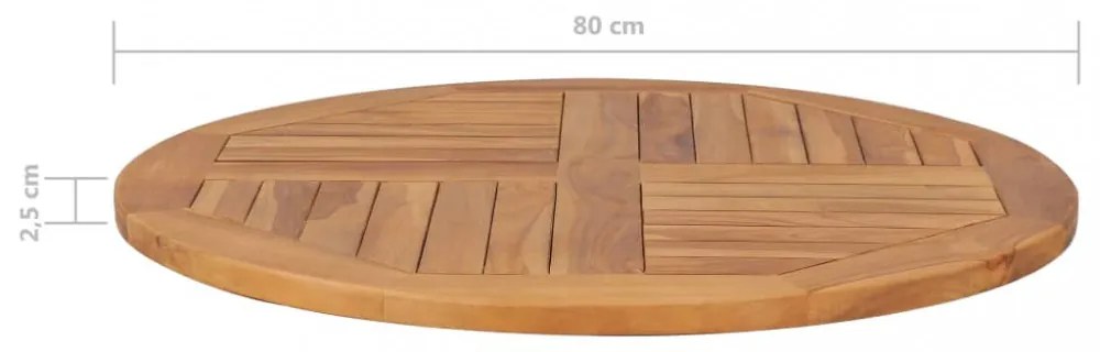 kerek tömör tíkfa asztallap 2,5 cm 80 cm