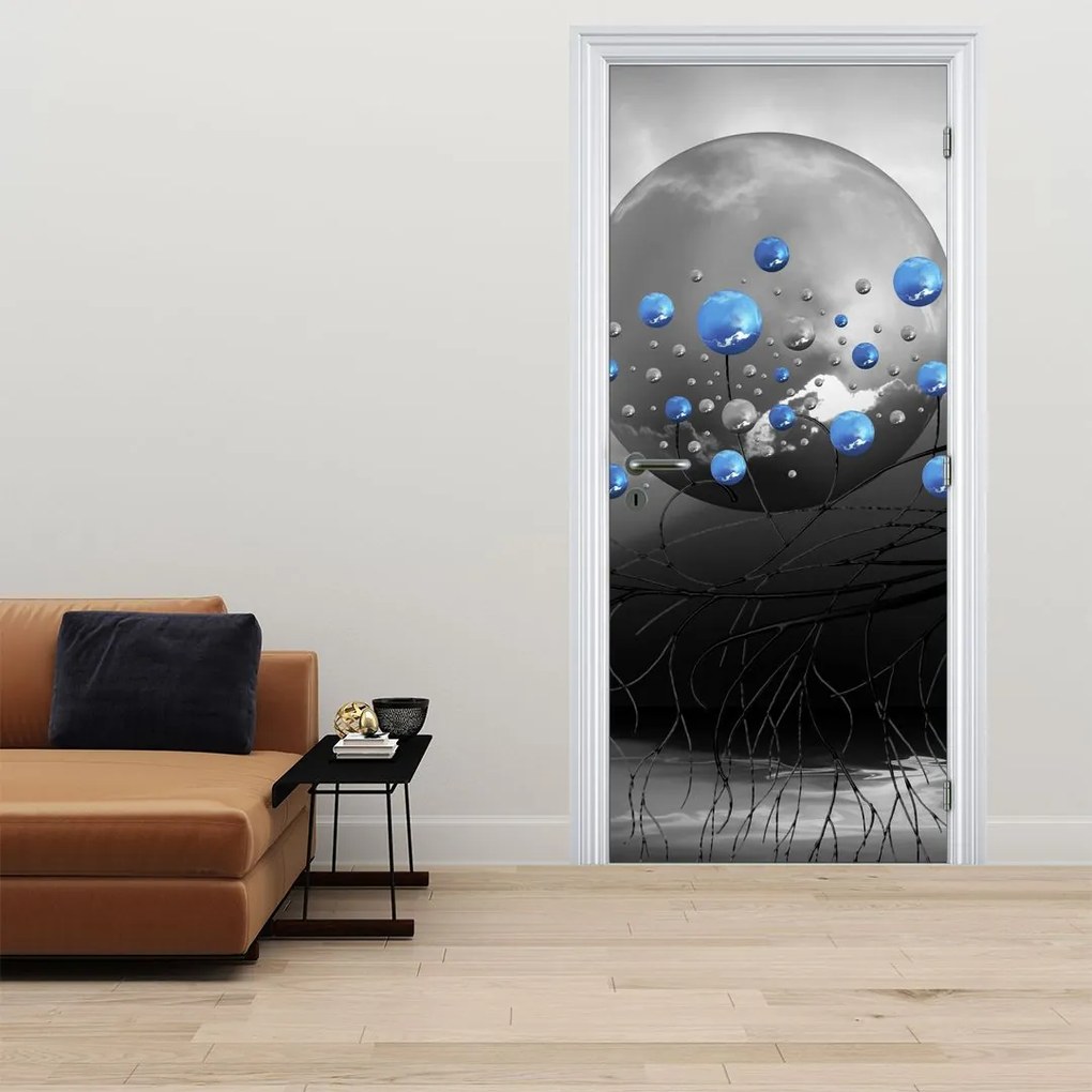 Fotótapéta ajtóra - Kék absztrakt gömbök (95x205cm)