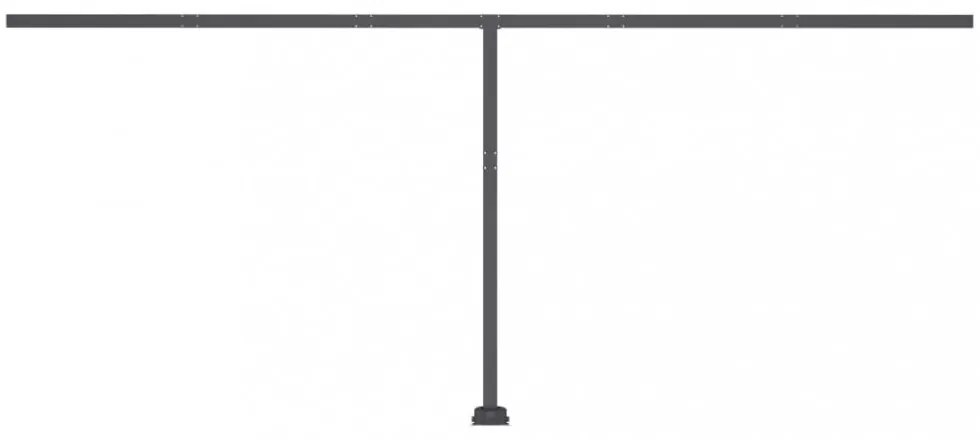 kék és fehér kézzel kihúzható póznás napellenző 600 x 300 cm