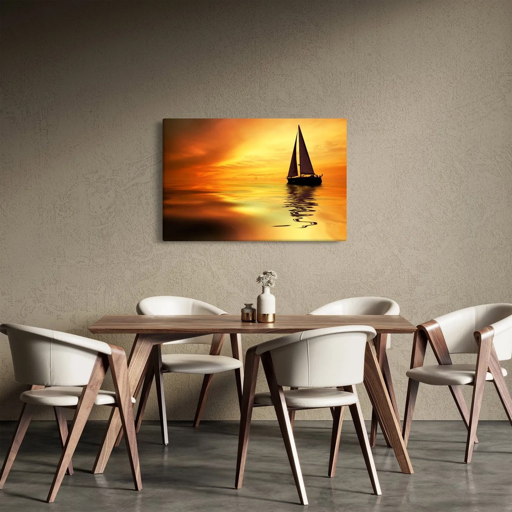 Kép - Vitorlás naplementében (90x60 cm)