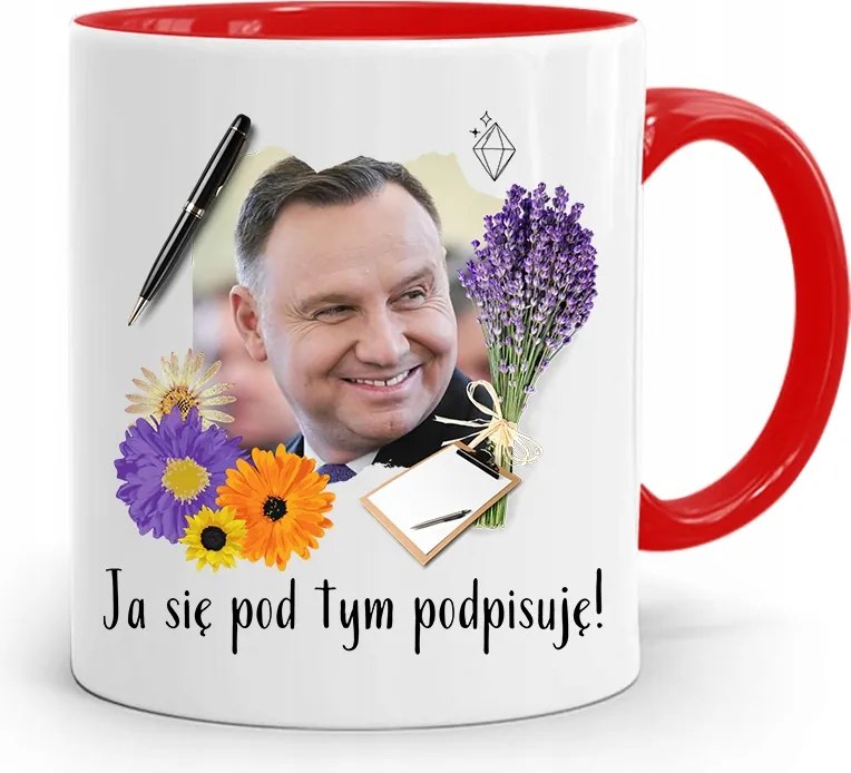 Piros Elnöki Bögre Andrzej Duda Pis Egészség felirattal