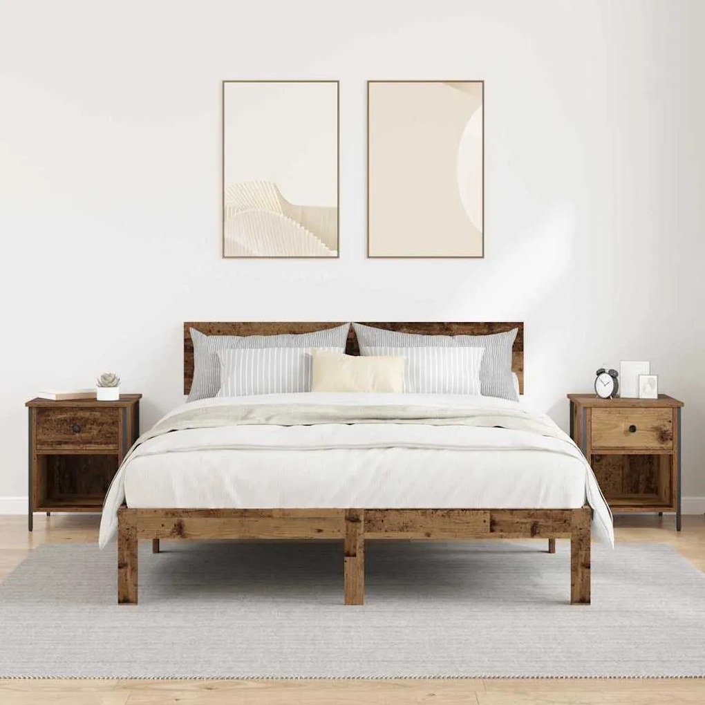 Éjjeliszekrény fiókkal 2 pcs Régi fa 40 x 42 x 50 cm Faanyag