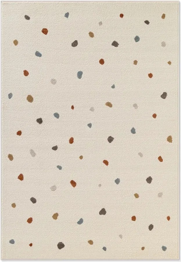 Gyerekszőnyeg 120x170cm ,krémszínű, színes pöttyökkel, puha szőrrel