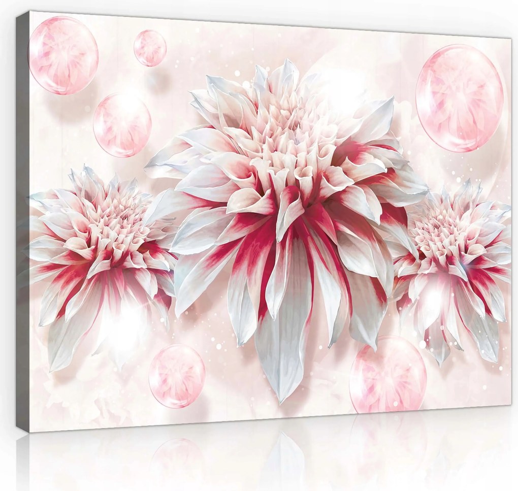 Vászonkép 80x60 Rózsaszín Gömbök Virágok Modern Hálószoba Glamour Stílusban