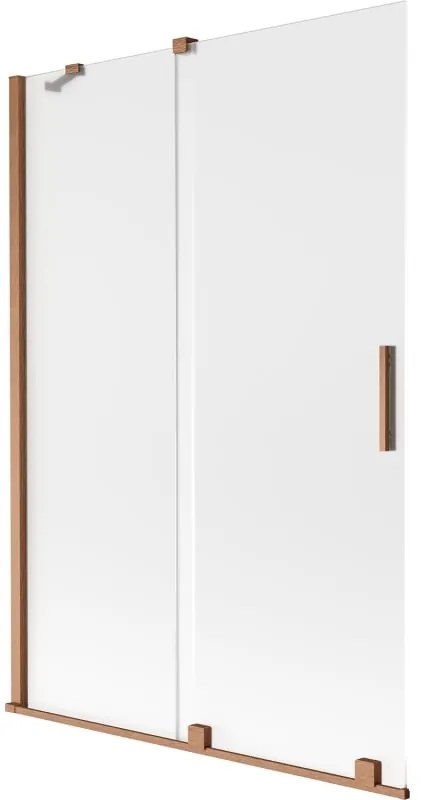 Mexen Velar, 2 szárnyas eltolható kádparaván 120 x 150 cm, 8 mm mattüveg, rézmatt, 896-120-000-31-65