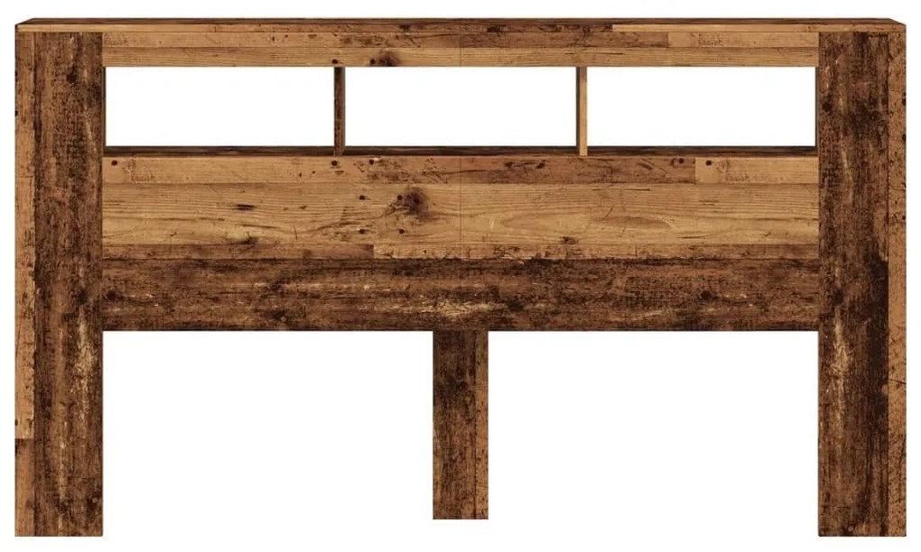 antik fa színű szerelt fa LED-es fejtámla 180x18,5x103,5 cm