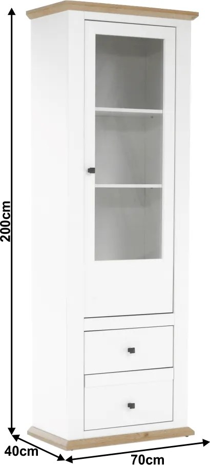 Vitrin MZ4, fehér/grand tölgy, LEON