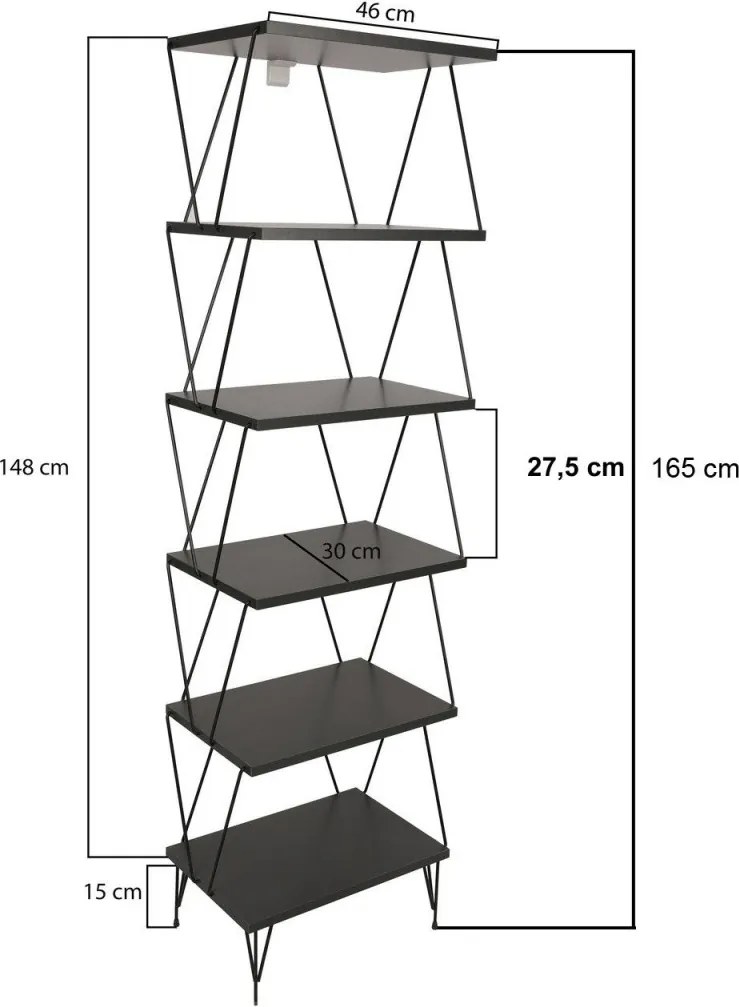 Balaban könyvespolc, antracit, 46 cm