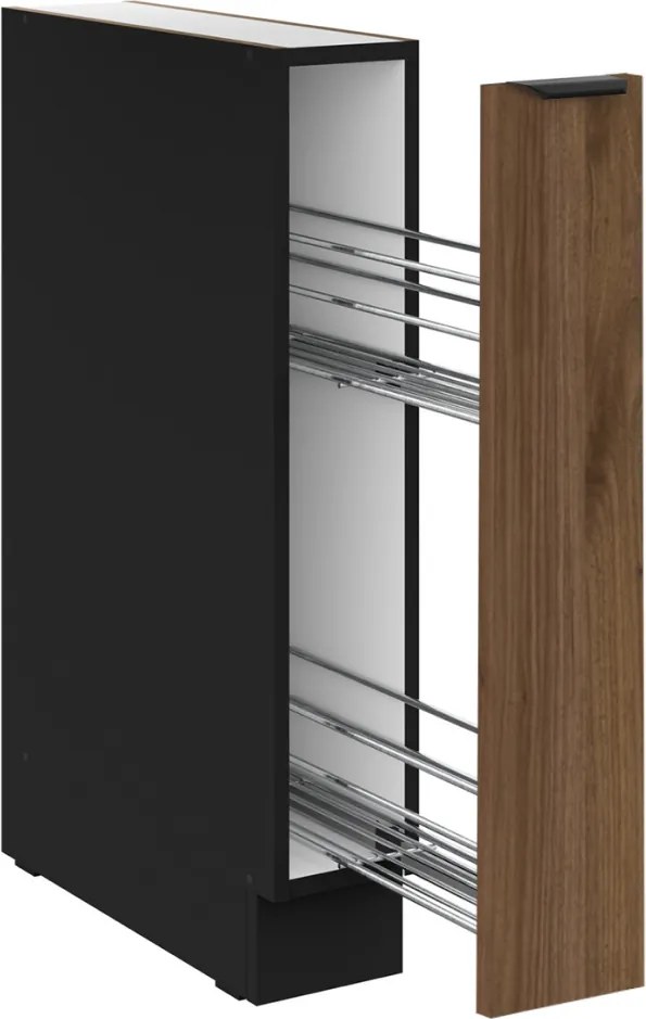 Alsó szekrény kihúzható kosárral, okapi dió/fekete, MENZO 15 D CARGO BB