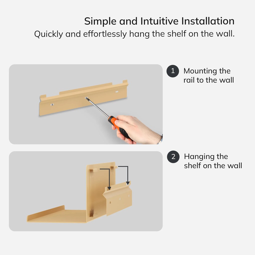 Fali polc JOANNE 400 mm, Fresh Style: bézs