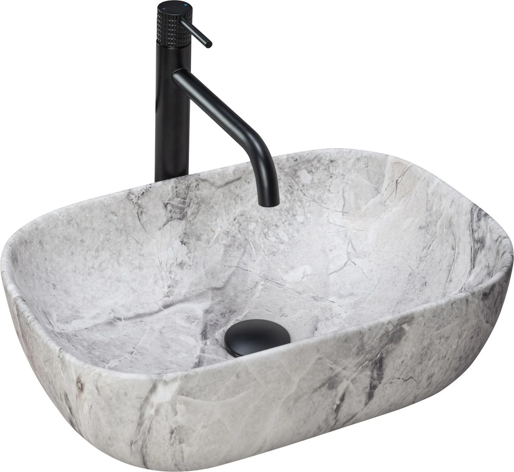 Rea Livia Stone mosdó, 47 x 34 cm, szürke, REA-U3800