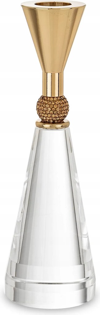 Dekoratív gyertyatartó arany üveg átlátszó elegancia csillogó kristály