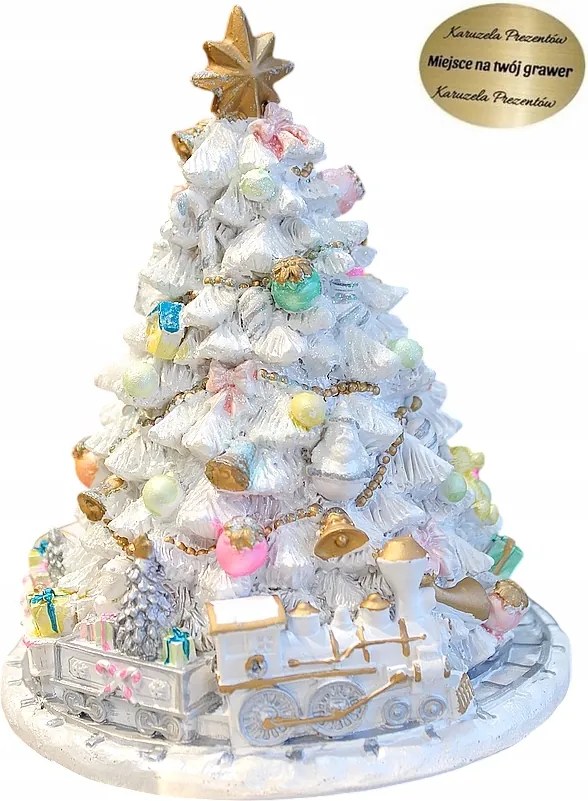 Fehér Karácsonyfa Zenedoboz Gyönyörű Ajándék Csodálatos Karácsonyi Dekoráció