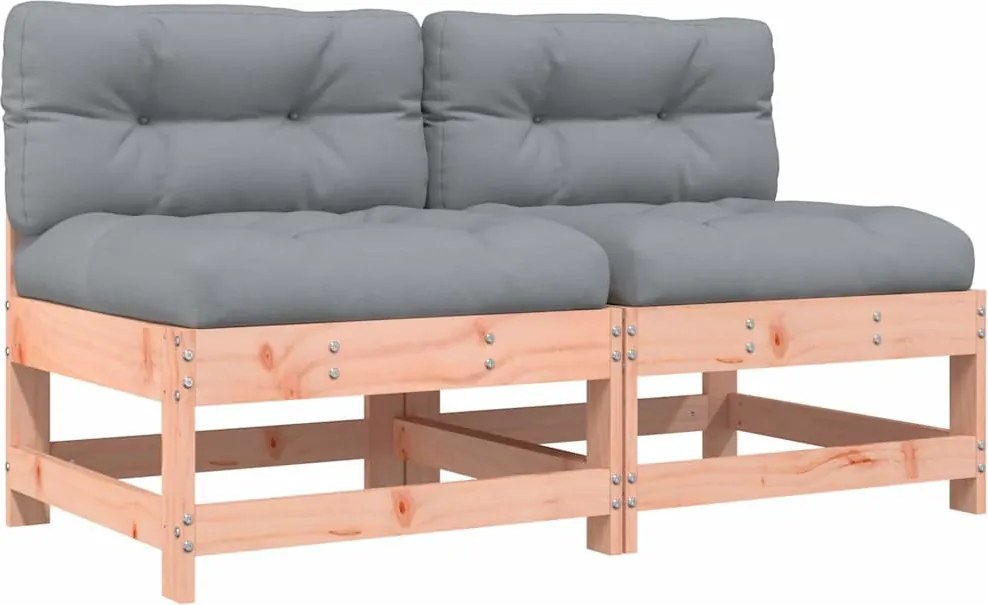 vidaXL 2 db tömör duglászfenyő középső kanapé párnákkal