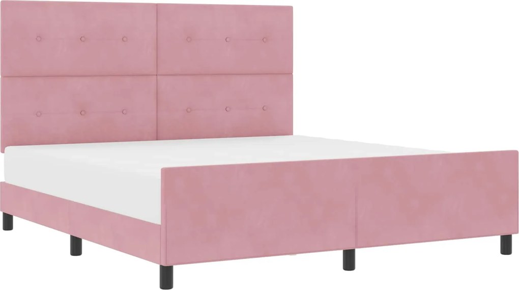 vidaXL Boxrugós ágy fejtámlával Rózsaszín 180 x 200 cm Bársony