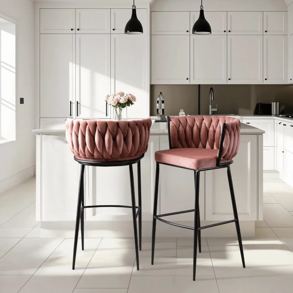 Bárszék rózsaszín bársony, FLORES