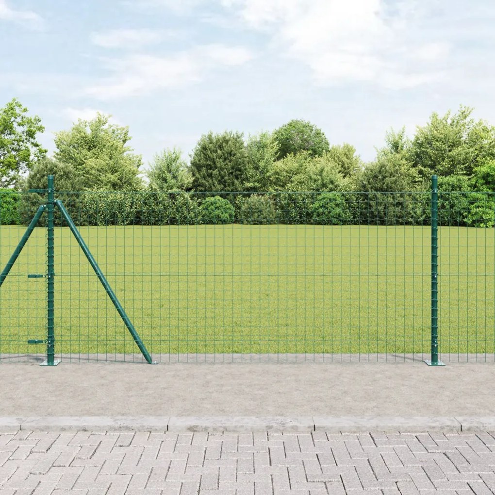 Kerítésoszlopok 52 db Zöld Porszórt acél 3.2 x 3.2 x 90 cm