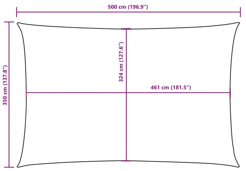 sárga téglalap alakú oxford-szövet napvitorla 3,5 x 5 m
