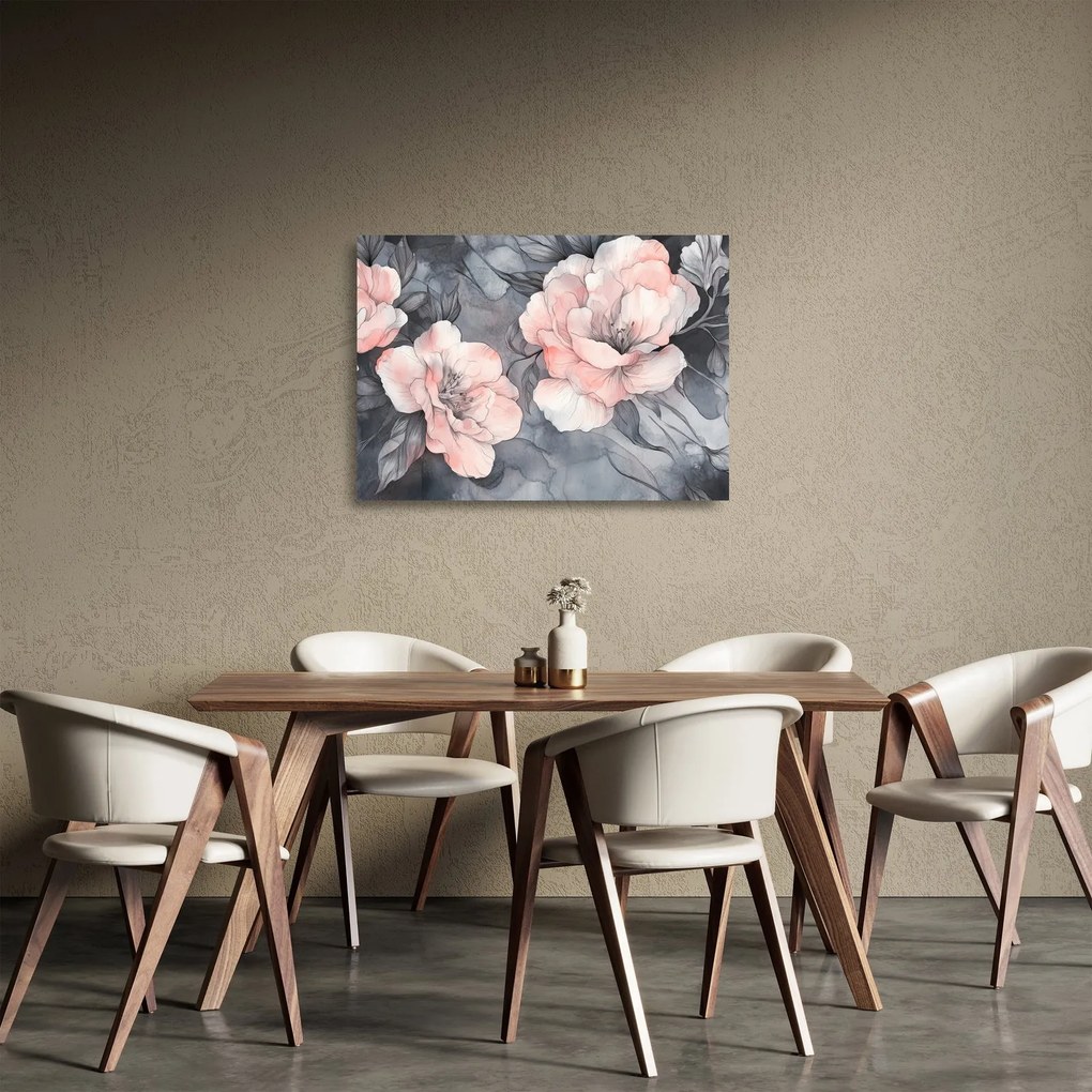 Üveg kép - Virágok vázlata (70x50 cm)