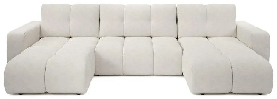 ALMADA U-alakú, kárpitozott, ággyá nyitható ülőgarnitúra ágyneműtartóval, bézs