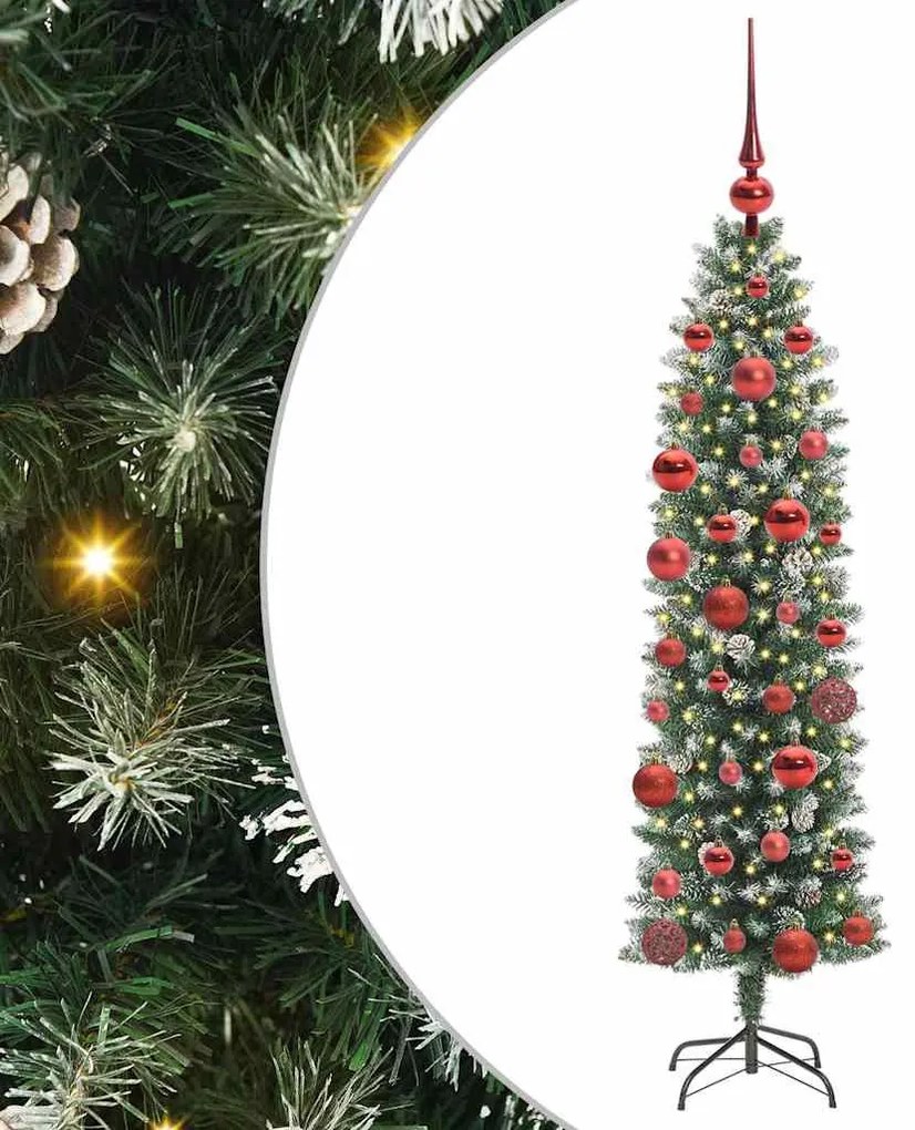 Mű Karcsú Karácsonyi Fa 150 LED-del Zöld és fehér 150 cm