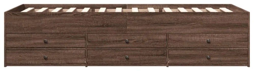 barna tölgy kanapéágy fiókkal matrac nélkül 100x200 cm