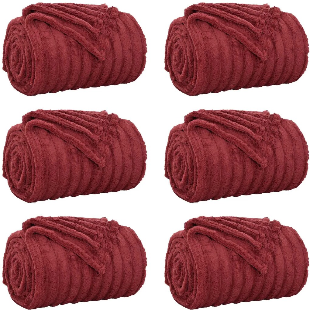 vidaXL Takarók 6 pcs Bordeaux piros 200 x 150 cm Gyapjú
