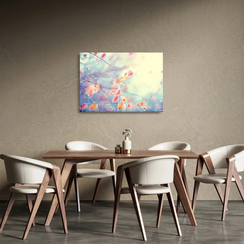 Kép - Levelek a jégben (üvegen) (70x50 cm)