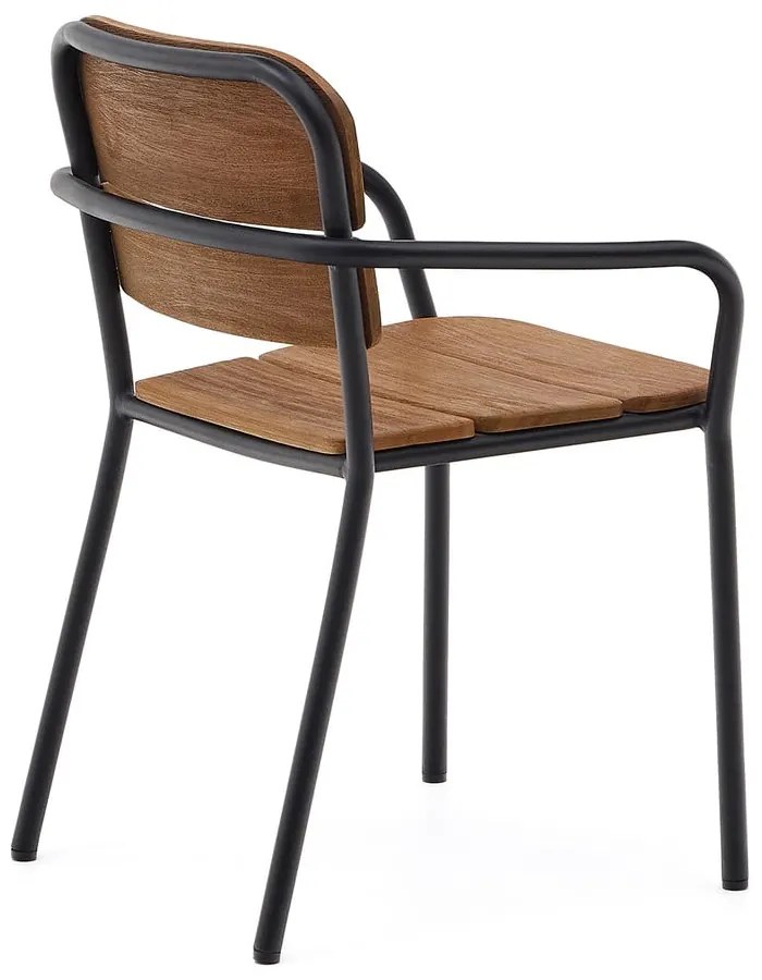 Fekete-barna tömörfa-fém kerti szék Algueret – Kave Home