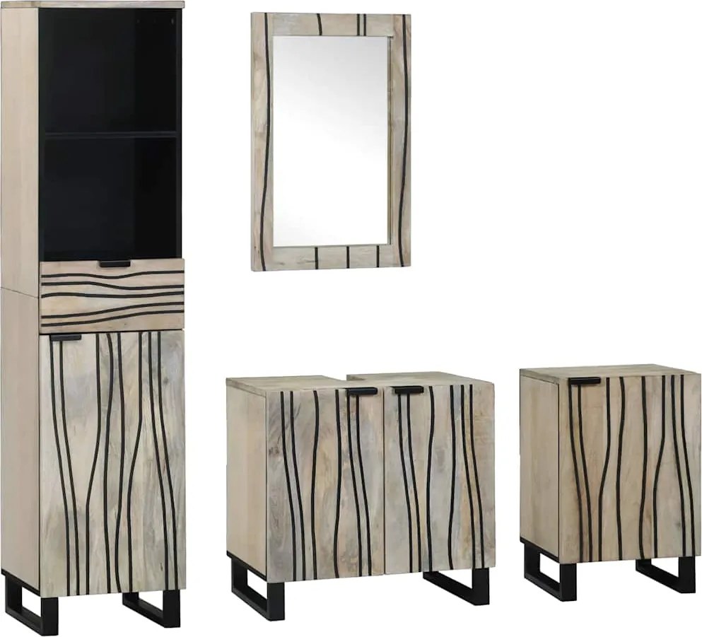 vidaXL Fürdőszoba bútor szett fiókkal 4 pcs Walnut barna Faanyag