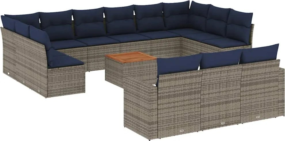 vidaXL 14 részes szürke polyrattan kerti ülőgarnitúra párnákkal