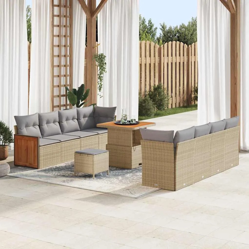 Kerti Kanapé Szett 11 pcs Beige és világosszürke