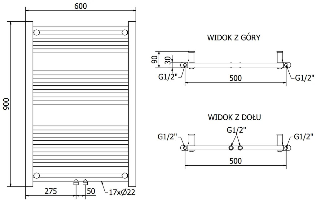 Mexen, Mexen Mars grzejnik elektryczny 900 x 600 mm, 400 W, czarny - W110-5900-600-6400-70