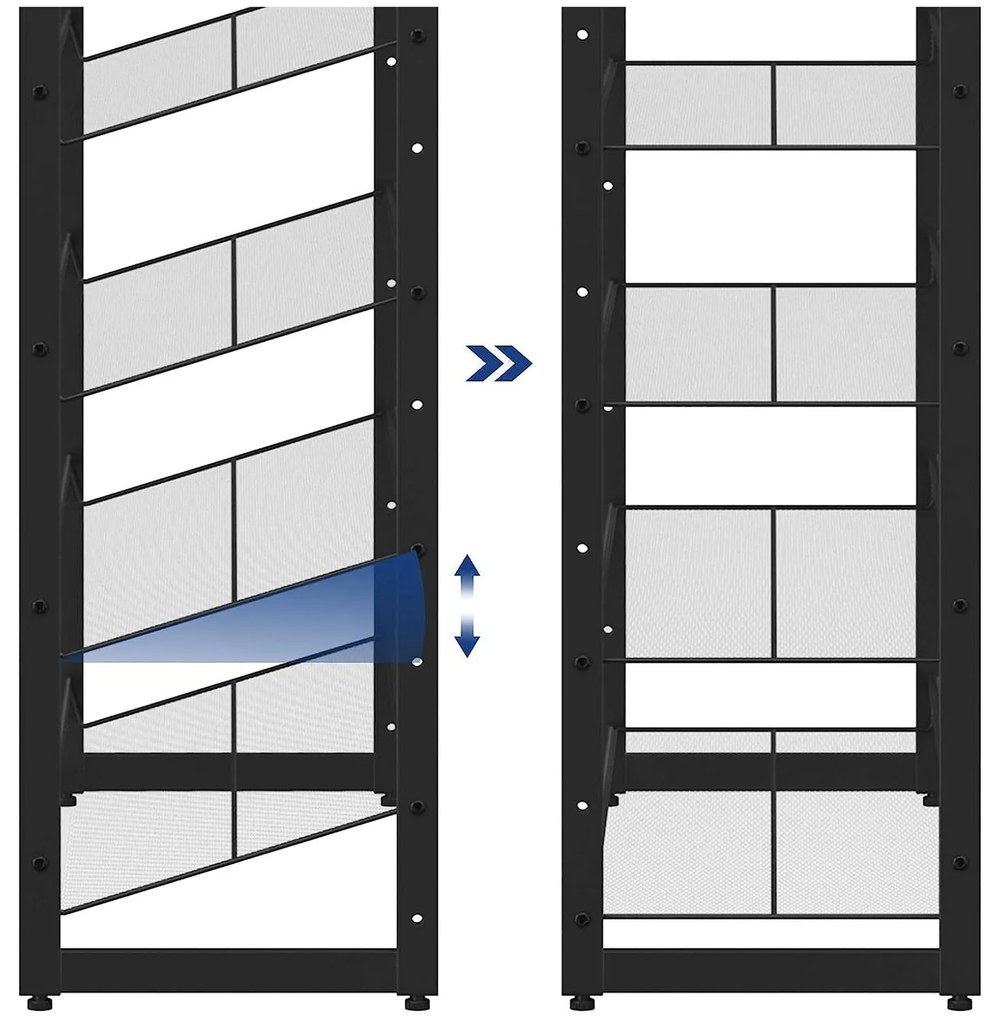 Egymásra rakható 12 szintes cipőtartó, állítható cipőspolc, fekete