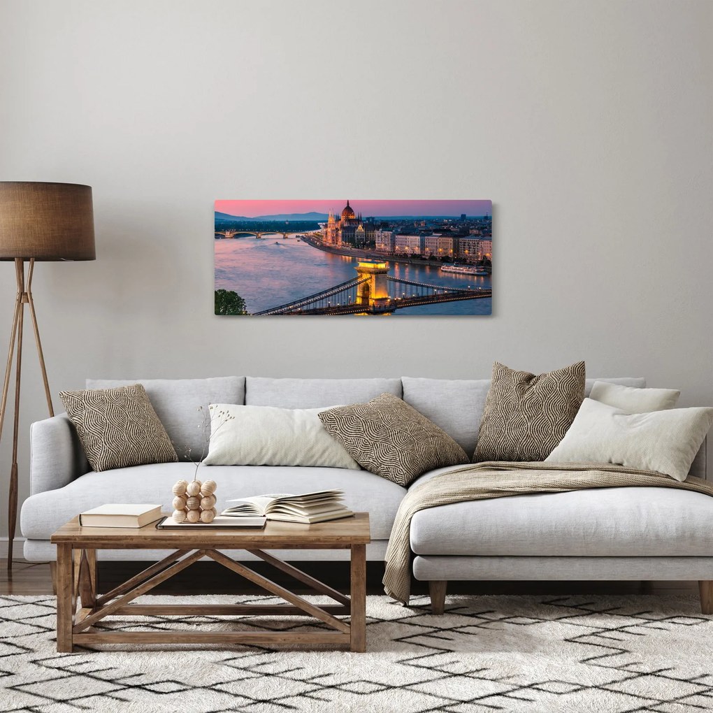 Kép - panoráma a városra, Budapest, Magyarország (120x50 cm)