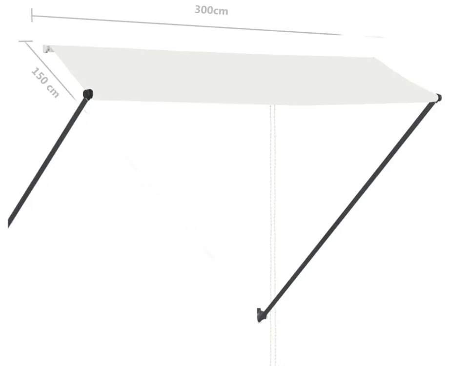 feltekerhető krémszínű napellenző LED-del 300 x 150 cm