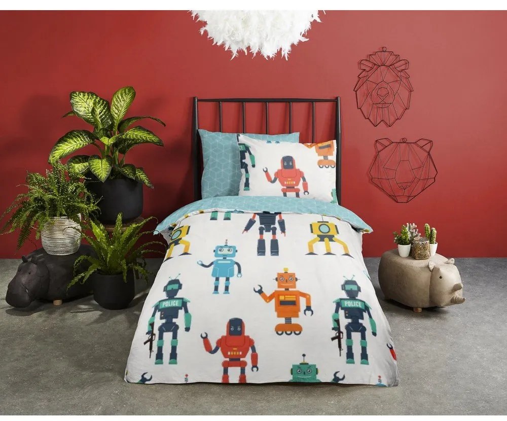Robots gyermek pamut ágyneműhuzat garnitúra, 140 x 220 cm - Good Morning