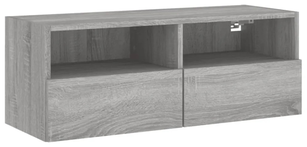 szürke sonoma színű szerelt fa fali TV-szekrény 80 x 30 x 30 cm